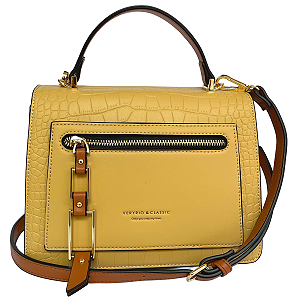 Bolsa Pequena Croco Transversal e Mão Quadrada - Liverpool Amarela