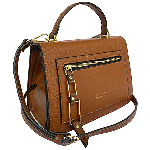 Bolsa Pequena Croco Transversal e Mão Quadrada - Liverpool Marrom