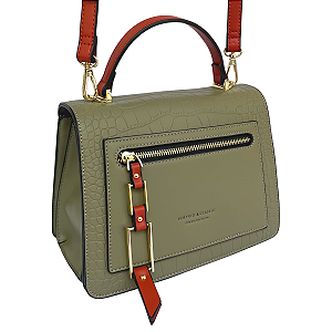 Bolsa Pequena Croco Transversal e Mão Quadrada - Liverpool Verde