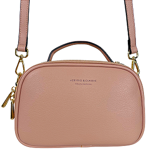 Bolsa Pequena de Couro Básica Linda para o Dia a Dia - Stuttgart Rosa