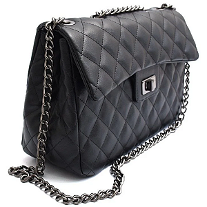 Bolsa Feminina Média Matelassê Transversal - França Preta