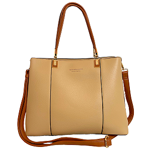 Bolsa Feminina Grande Transversal Veryrio Original - Angers Bege