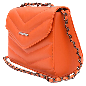 Bolsa Feminina Pequena Matelassê Transversal Lateral - Itália Laranja