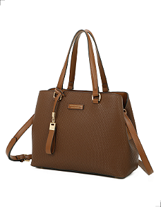 Bolsa Grande Transversal com Divisórias Veryrio VR3472 - Glenoble Café