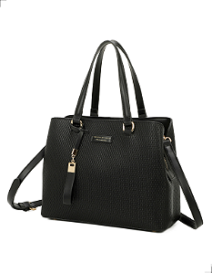 Bolsa Grande Transversal com Divisórias Veryrio VR3472 - Glenoble Preta