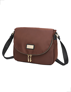 Bolsa Feminina Transversal Impermeável de Nylon Tactel Lona Veryrio VR1912 - Torino Café