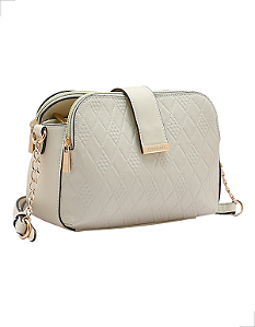 Bolsa Pequena Feminina Chenson Original Geométrico Bordado 3485262 Bege