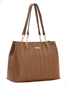Bolsa Feminina Chenson Textura Waves 3485319 Grande de Ombro Boone Café Marrom