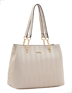 Bolsa Feminina Chenson Textura Waves 3485319 Grande de Ombro Boone Off White