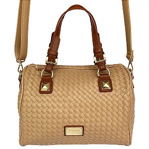 Bolsa da Moda Baú Grande Trançada das Famosas - Munique Bege