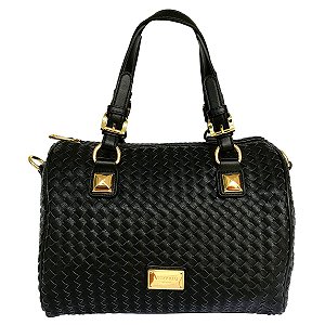 Bolsa da Moda Baú Grande Trançada das Famosas - Munique Preta