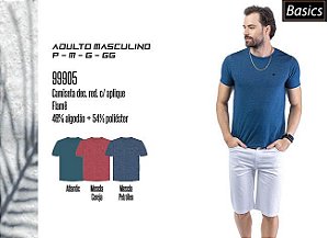 Camiseta Masculina Basic dec. Red. c/ Aplique