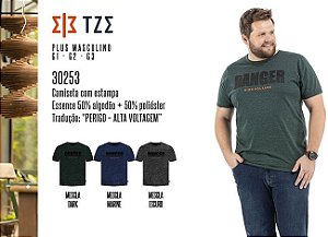 Camiseta Masculina Plus TZE c/ Estampa