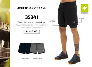 Short de corrida com bolsos e aplique