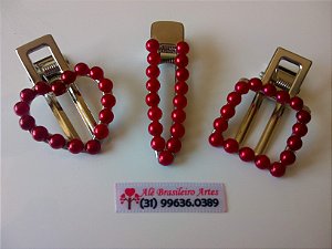 KIT PRESILHA DE METAL DECORADA COM PÉROLAS