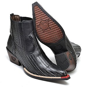bota masculina bico fino preta