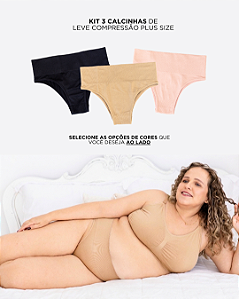 Kit 3 Calcinhas Pós Parto Tanga Sem Costura Leve Compressão Plus Size