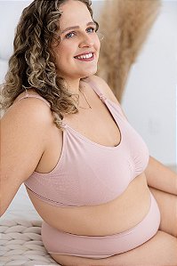 Calcinha Pós Parto Tanga Sem Costura Leve Compressão Plus Size - Rosa Blush