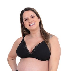 Sutiã Amamentação com Bojo e Renda - Preto - Love Secret - Ela Lingerie