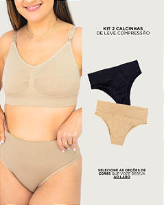 Kit 2 Calcinhas Pós Parto Tanga Sem Costura Leve Compressão - Zee Rucci