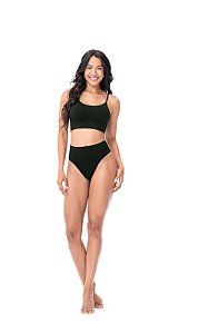 Calcinha Pós Parto Fio Dental Sem Costura - Leve Compressão - Preta