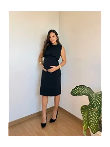 Vestido Midi de Amamentar Preto