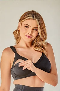 Sutiã Amamentação sem Bojo com Alça Reforçada Plus Size - Preto