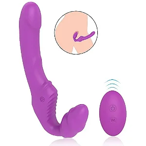 VIBRADOR NANA DE PONTO G DUPLO STRAPLESS - RECARREGÁVEL - COM CONTROLE
