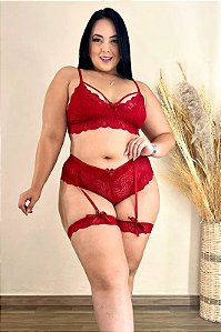 CONJUNTO SEXY CINTA LIGA PLUS SIZE