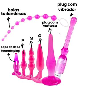 KIT 5 PLUG ANAL E 1 VIBRADOR JELLY