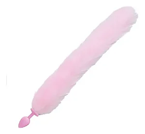 PLUG ANAL COM RABO RAPOSA DE PELÚCIA - TAMANHO: P - ROSA CLARO