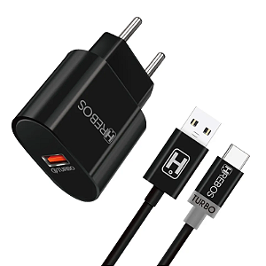 KIT CARREGADOR TURBO 18W - TIPO C - HREBOS