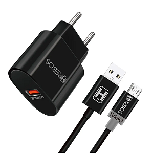 KIT CARREGADOR TURBO 18W - V8 - MICRO-USB - HREBOS