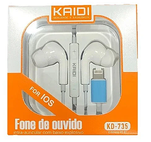 FONE KAIDI - COM FIO - LIGHTNING - KD-735