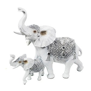 Duo Elefante Branco Decorativo