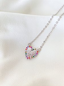 Colar Coração Colors Luna Ouro Branco