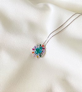 Colar Gota Turmalina Colors Ouro Branco