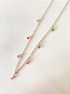 Choker Rainbow Bia Ouro Branco