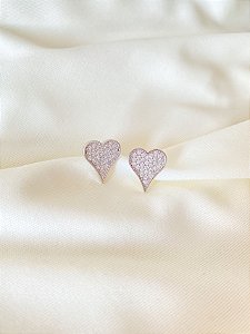 Brinco Coração Ouro Branco
