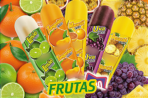 Picolés fruta :Abacaxi / Melancia / Kiwi / Limão / Uva / Groselha / Pinta Língua / Tangerina