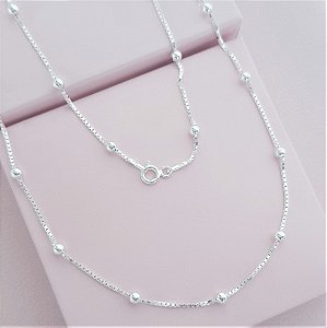 Corrente Veneziana com Bolinhas 3mm Prata 925