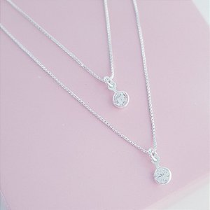 Colar Duplo com Pingente Zirconia