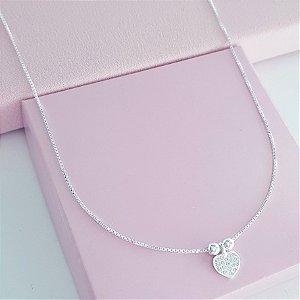 Colar com Pingente Coração Micro Zirconias