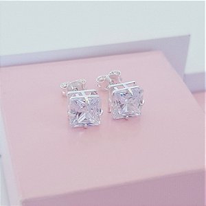 Brinco Zirconia Quadrada Prata 925