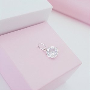 Pingente Zirconia 8mm com acabamento Prata 925