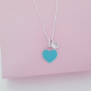 Colar com Pingentes Zirconia e Coração Prata 925