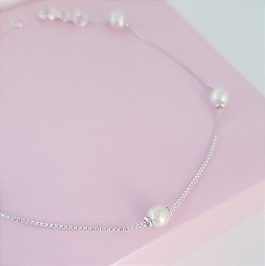 Pulseira Veneziana com Pérolas Prata 925