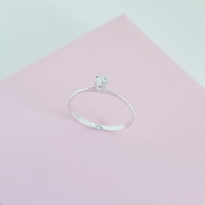 Anel Solitário 4 Garras Zirconia 4mm Prata 925