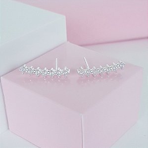 Brinco Ear Cuff Zirconias com Tarraxa Prata 925