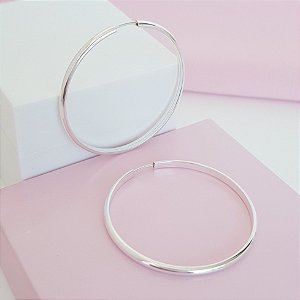 Argola Meia Cana 39mm Prata 925